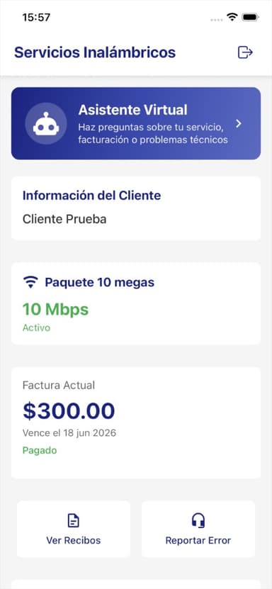 Pantalla principal de la app